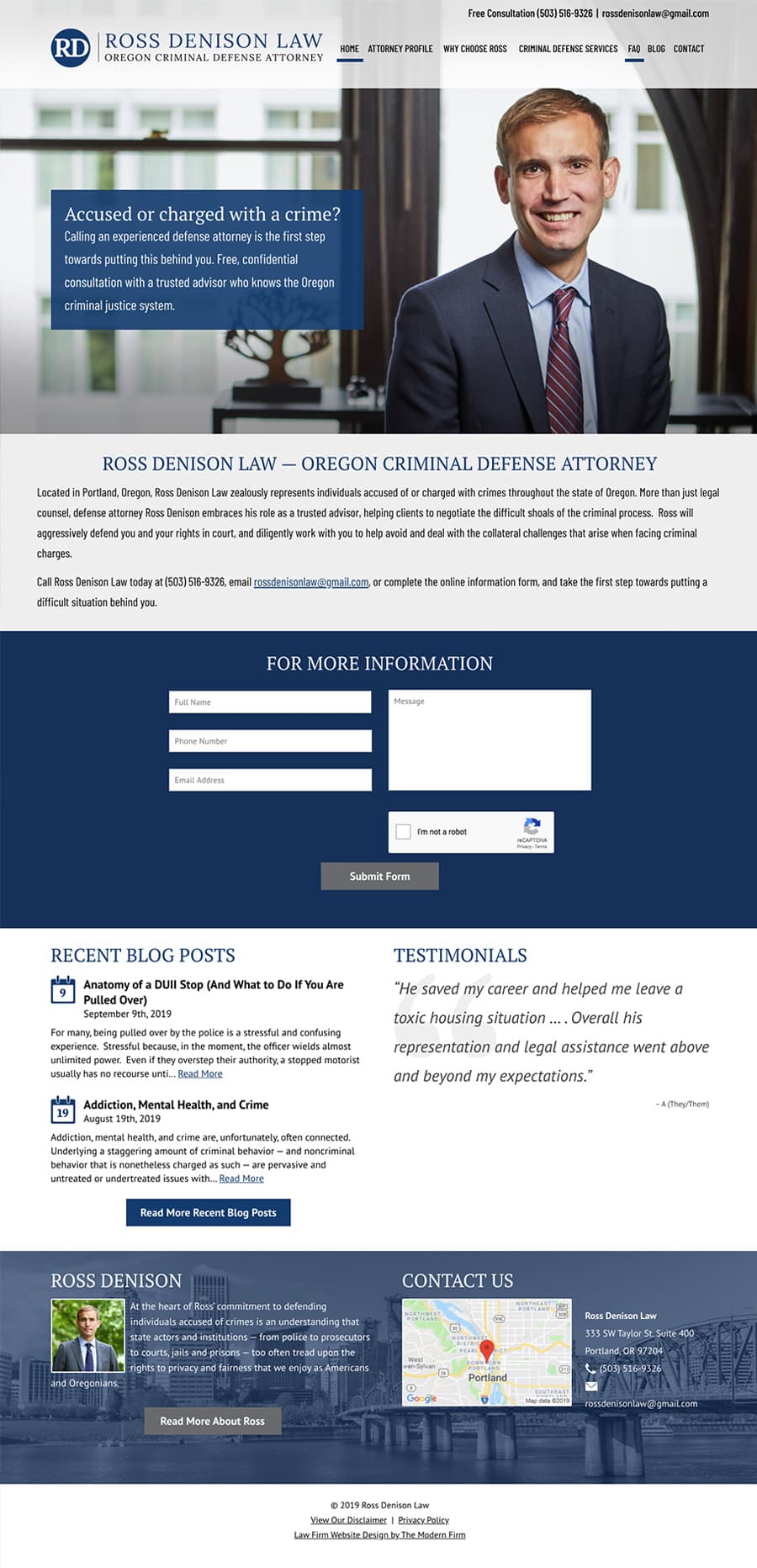 Law Firm Website Design for Ross Denison Law