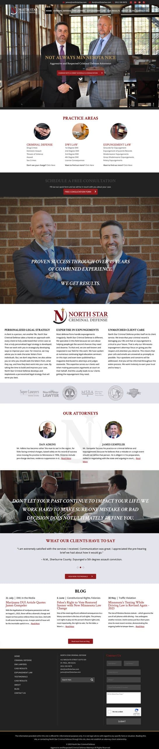 Law Firm Website Design for North Star Criminal Defense