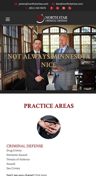 Responsive Mobile Attorney Website for North Star Criminal Defense