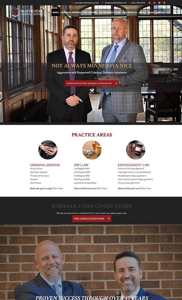 Mobile Friendly Law Firm Webiste for North Star Criminal Defense