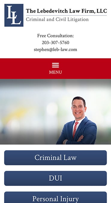 Responsive Mobile Attorney Website for The Lebedevitch Law Firm, LLC