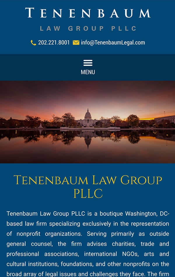 Mobile Friendly Law Firm Webiste for Tenenbaum Law Group PLLC