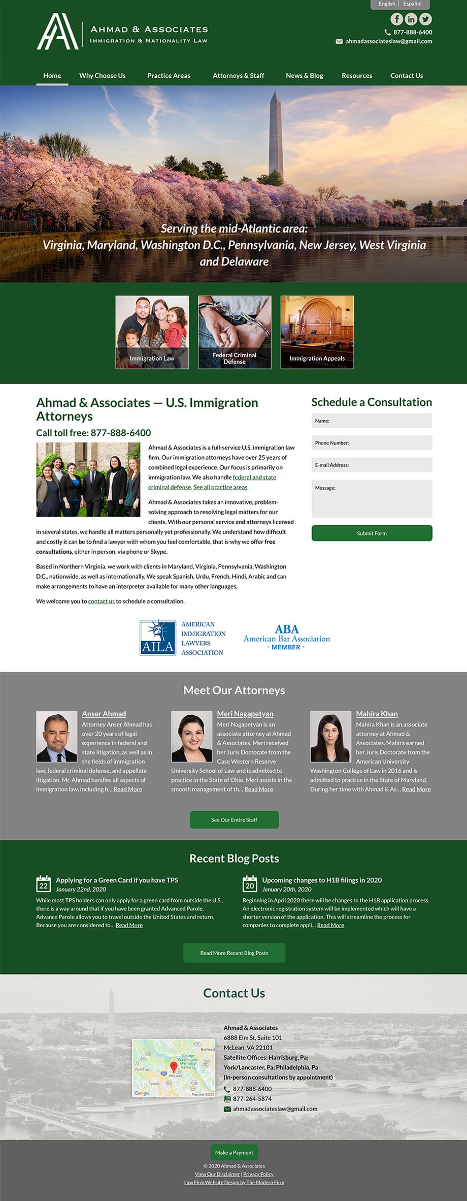 Law Firm Website Design for Ahmad & Associates