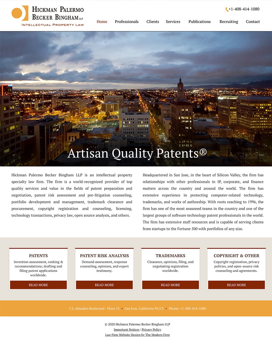 Law Firm Website Design for Hickman Palermo Becker Bingham LLP