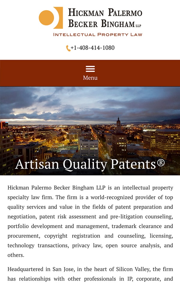 Mobile Friendly Law Firm Webiste for Hickman Palermo Becker Bingham LLP