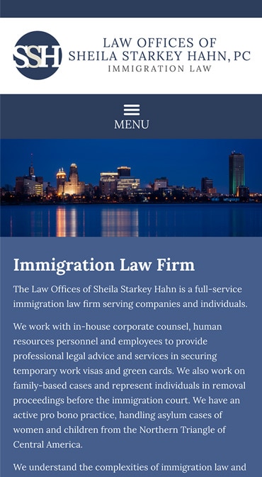 Responsive Mobile Attorney Website for Law Offices of Sheila Starkey Hahn, PC