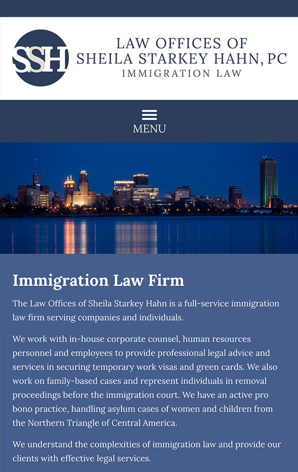 Mobile Friendly Law Firm Webiste for Law Offices of Sheila Starkey Hahn, PC