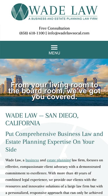 Responsive Mobile Attorney Website for Wade Law