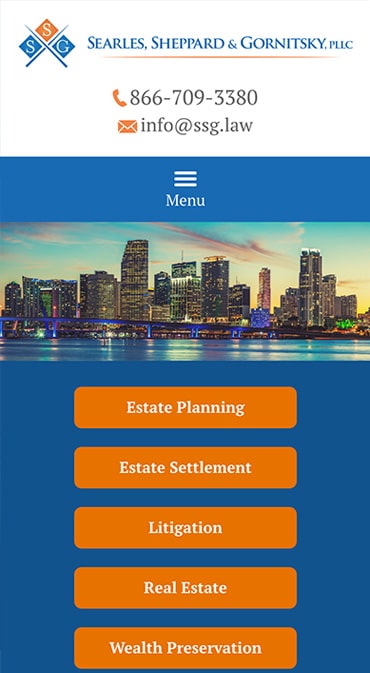 Responsive Mobile Attorney Website for Searles Sheppard & Gornitsky, PLLC