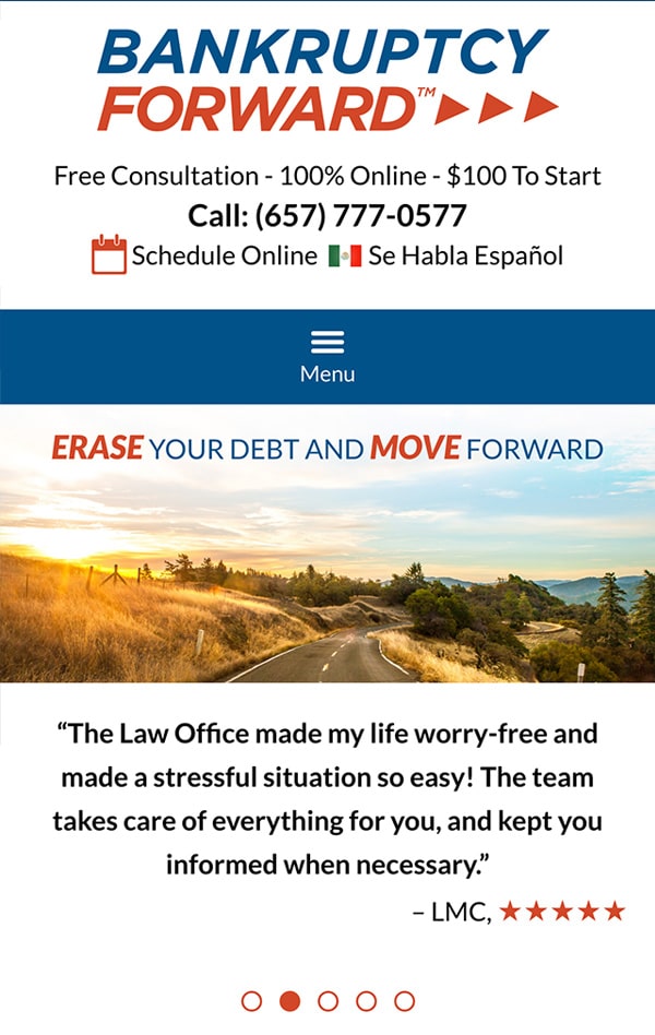 Mobile Friendly Law Firm Webiste for Bankruptcy Forward