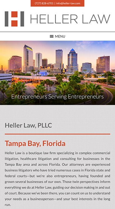 Responsive Mobile Attorney Website for Heller Law, PLLC