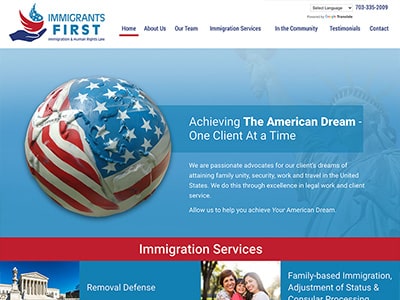 Law Firm Website design for Immigrants First, PLLC