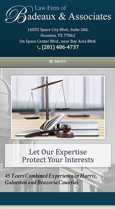 Responsive Mobile Attorney Website for Law Firm of Badeaux & Associates