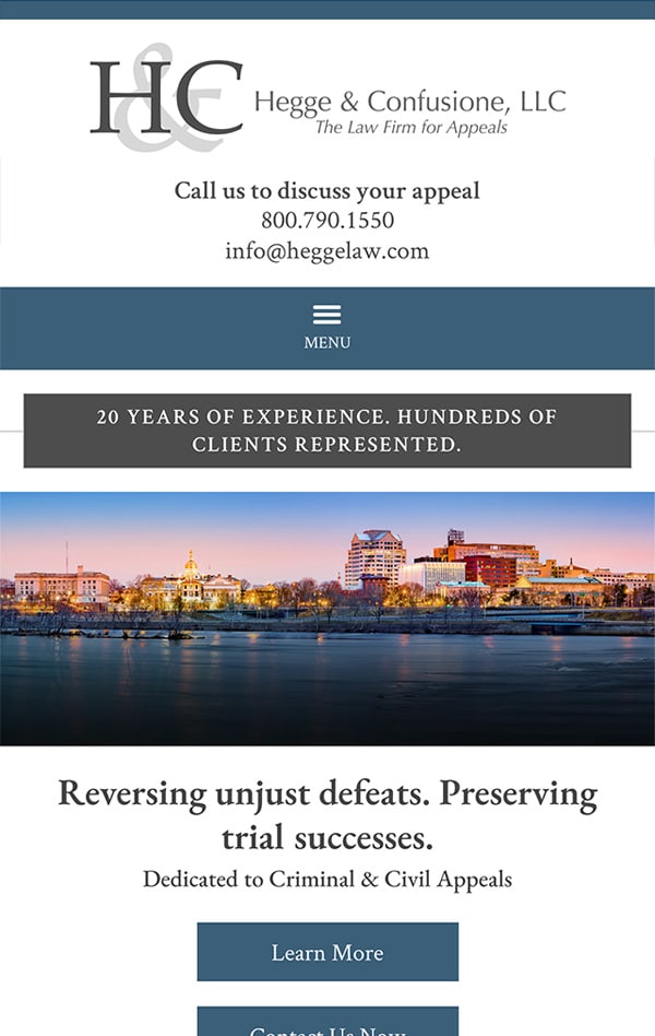 Mobile Friendly Law Firm Webiste for Hegge & Confusione, LLC