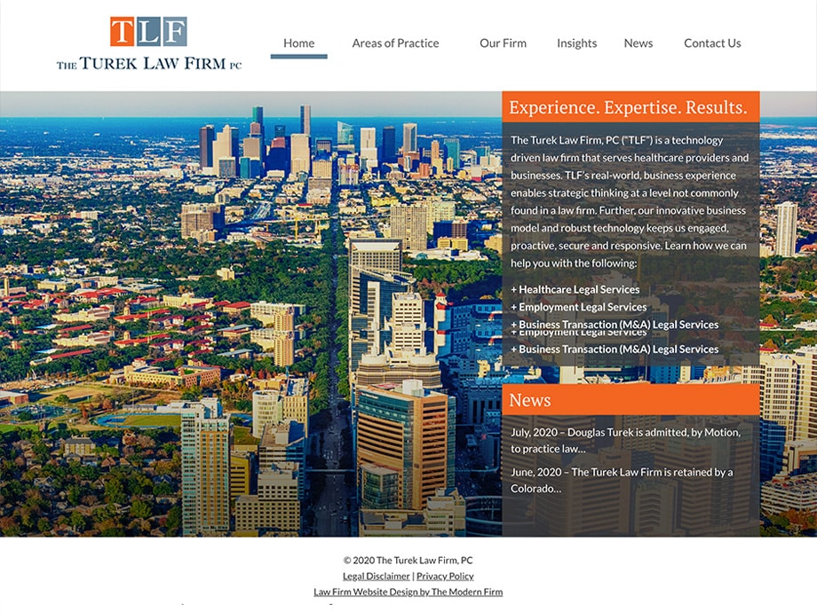 Law Firm Website Design for The Turek Law Firm, PC