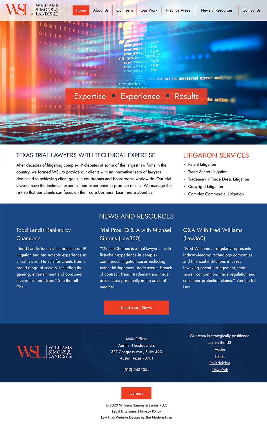 Law Firm Website Design for Williams Simons & Landis PLLC