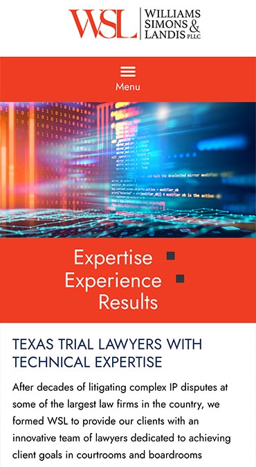 Responsive Mobile Attorney Website for Williams Simons & Landis PLLC