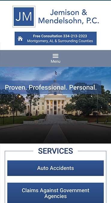 Responsive Mobile Attorney Website for Jemison & Mendelsohn