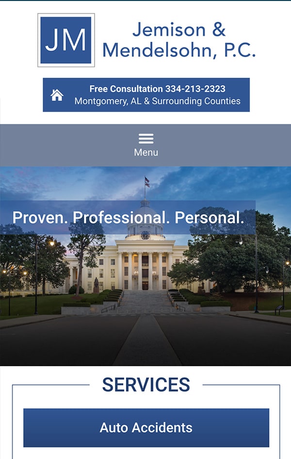 Mobile Friendly Law Firm Webiste for Jemison & Mendelsohn