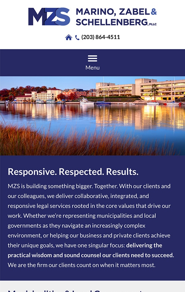 Mobile Friendly Law Firm Webiste for Marino, Zabel & Schellenberg, PLLC