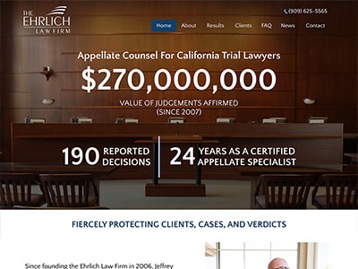 Law Firm Website design for Ehrlich Law Firm