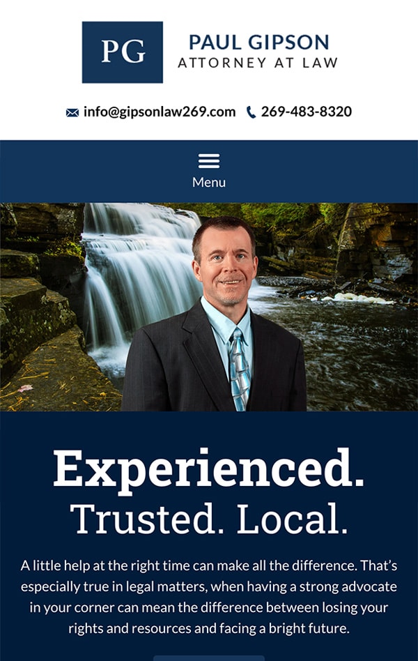 Mobile Friendly Law Firm Webiste for Paul Gipson, Attorney at Law