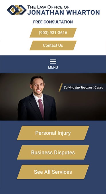 Responsive Mobile Attorney Website for The Law Office of Jonathan Wharton