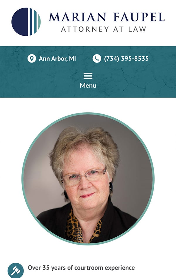 Mobile Friendly Law Firm Webiste for Marian Faupel, Attorney at Law