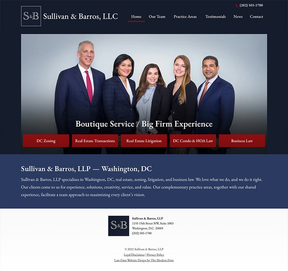 Law Firm Website Design for Sullivan & Barros, LLP