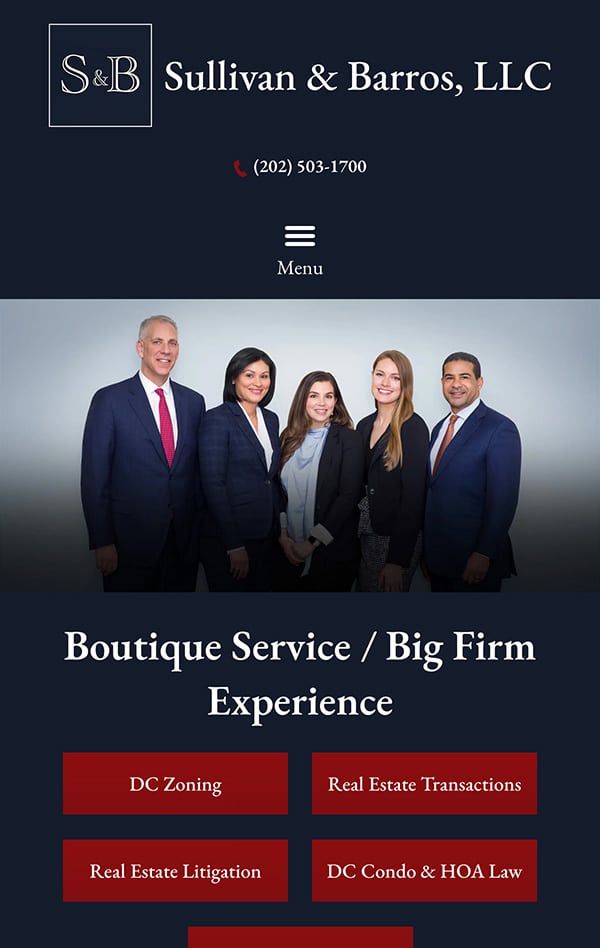 Mobile Friendly Law Firm Webiste for Sullivan & Barros, LLP