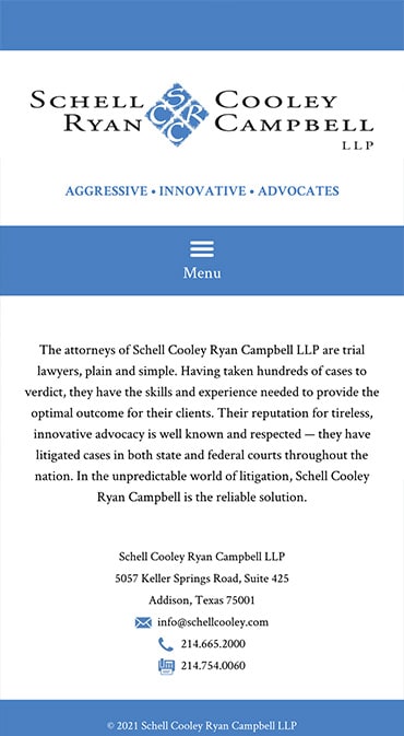 Responsive Mobile Attorney Website for Schell Cooley Ryan Campbell LLP