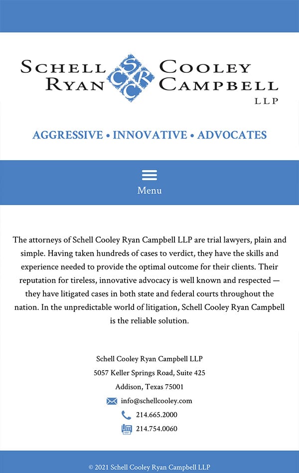 Mobile Friendly Law Firm Webiste for Schell Cooley Ryan Campbell LLP