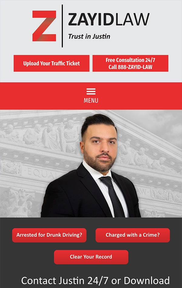 Mobile Friendly Law Firm Webiste for Zayid Law P.C.