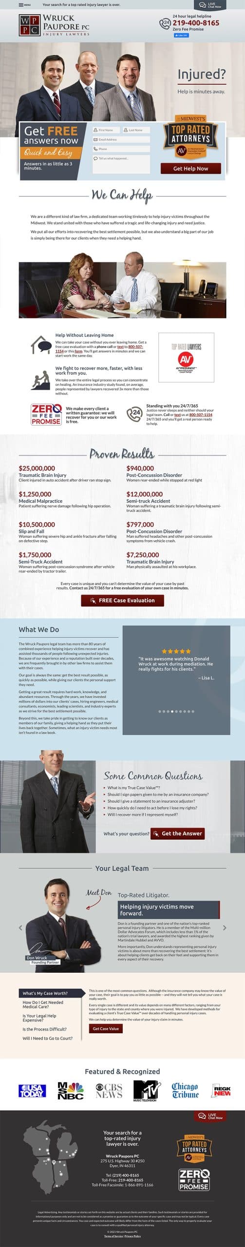 Law Firm Website Design for Wruck Paupore PC