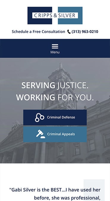 Responsive Mobile Attorney Website for Cripps & Silver Law