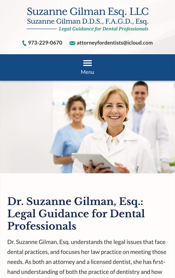 Mobile Friendly Law Firm Webiste for Suzanne Gilman Esq. LLC