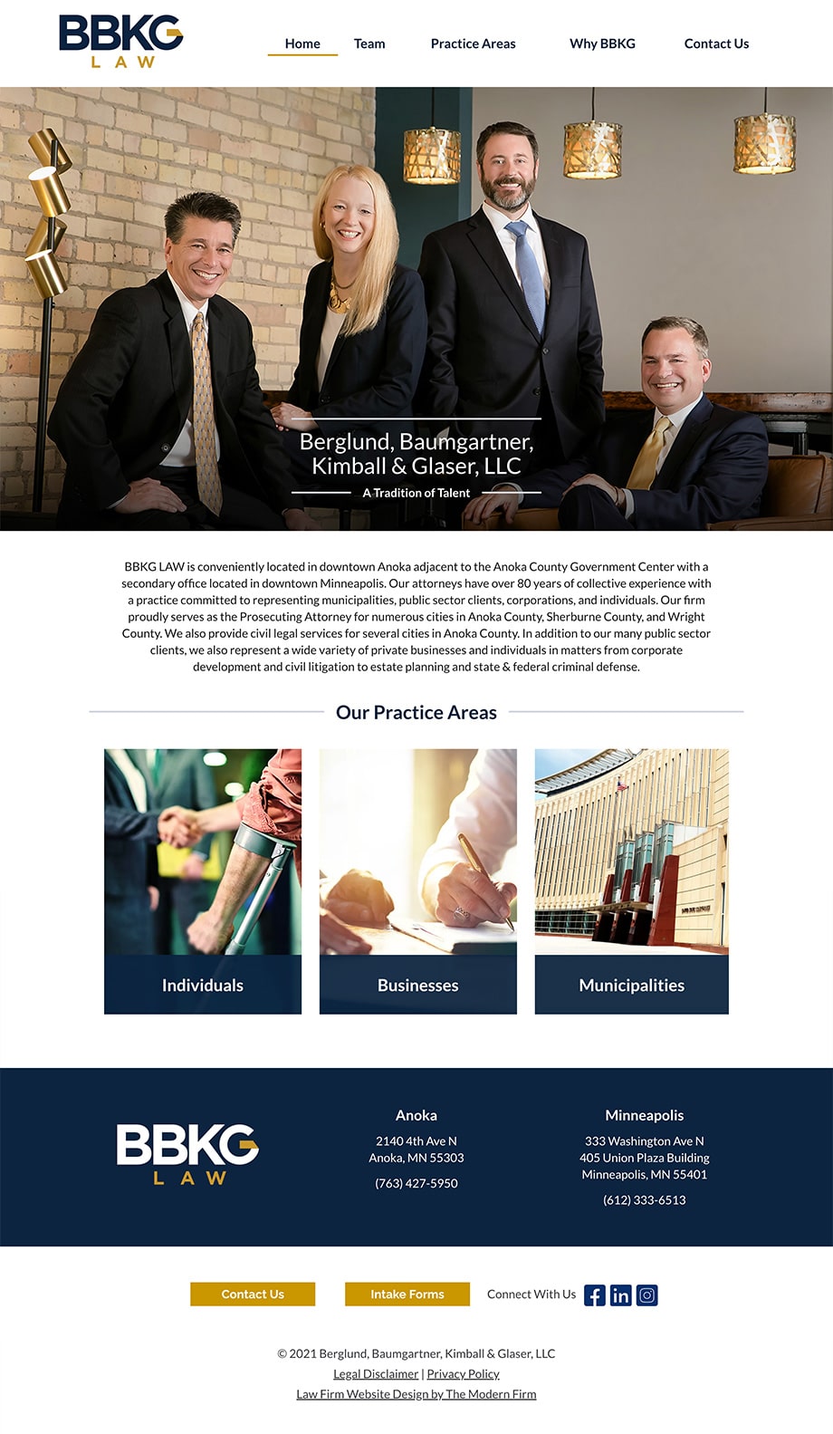 Law Firm Website Design for Berglund, Baumgartner, Kimball & Glaser, LLC