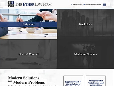 Law Firm Website design for The Ether Law Firm, LLC