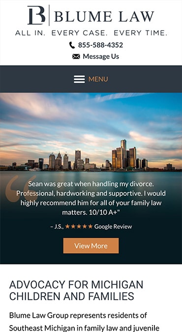 Responsive Mobile Attorney Website for Blume Law Group, PLLC
