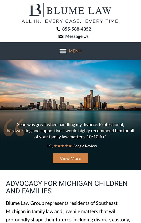 Mobile Friendly Law Firm Webiste for Blume Law Group, PLLC