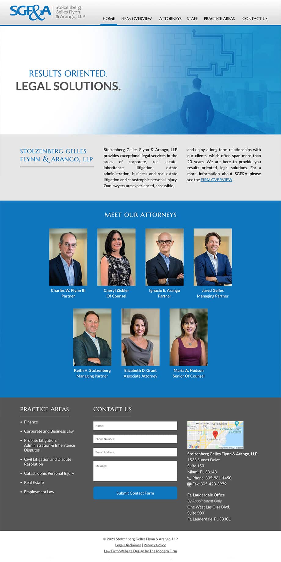 Law Firm Website Design for Stolzenberg Gelles Flynn & Arango, LLP