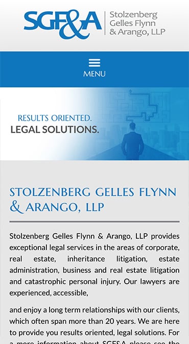 Responsive Mobile Attorney Website for Stolzenberg Gelles Flynn & Arango, LLP