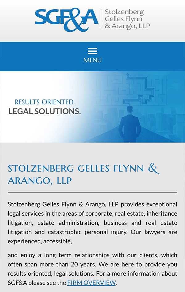 Mobile Friendly Law Firm Webiste for Stolzenberg Gelles Flynn & Arango, LLP