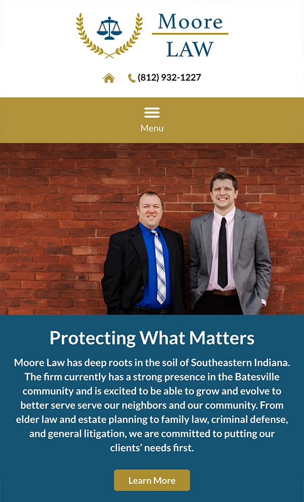 Mobile Friendly Law Firm Webiste for Moore Law, LLC