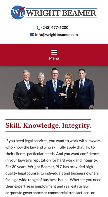 Responsive Mobile Attorney Website for Wright Beamer, PLC