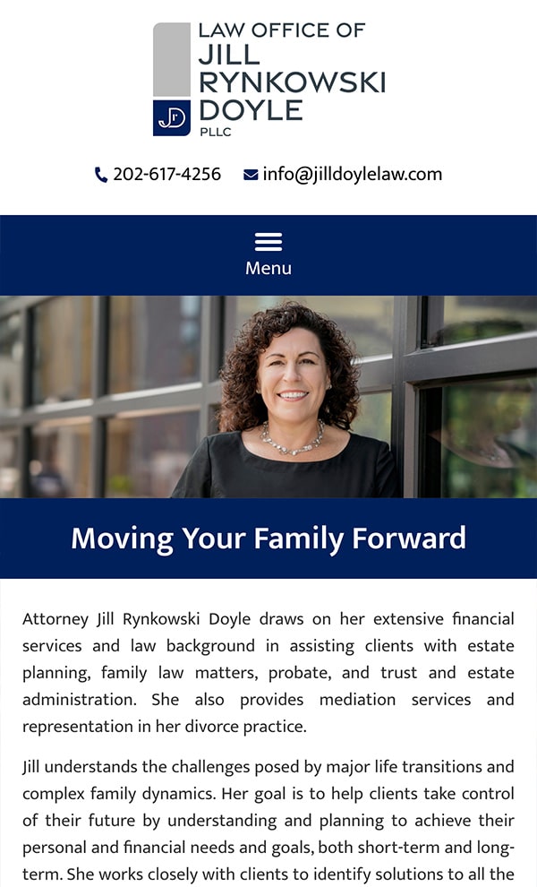 Mobile Friendly Law Firm Webiste for Law office of Jill Rynkowski Doyle PLLC