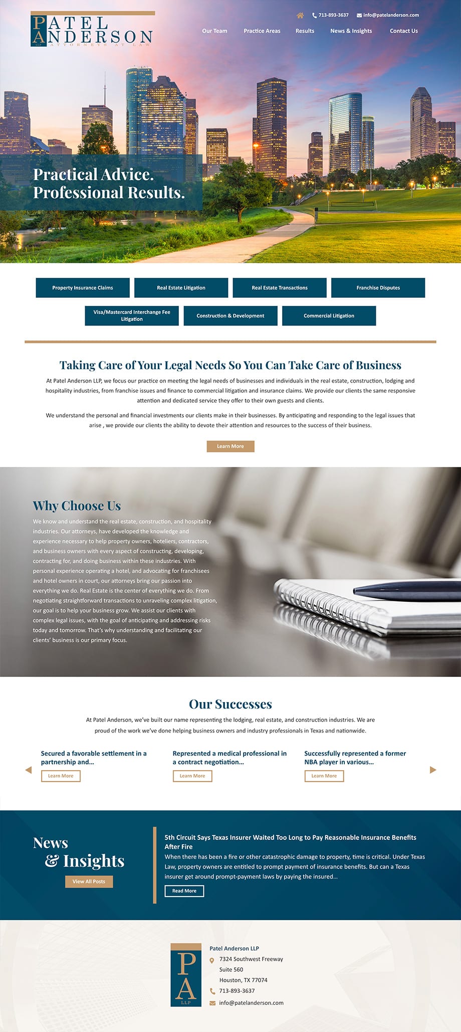 Law Firm Website Design for Patel Anderson LLP