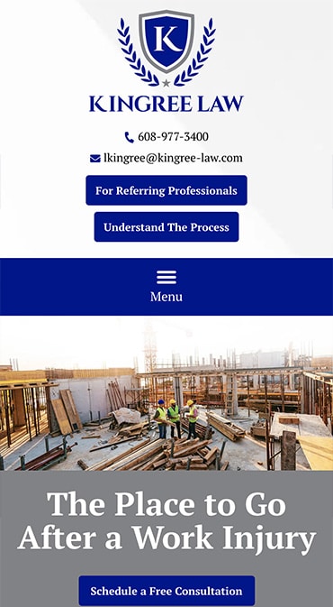 Responsive Mobile Attorney Website for Kingree Law LLC