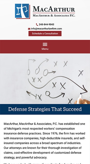 Responsive Mobile Attorney Website for MacArthur, MacArthur & Associates, P.C.