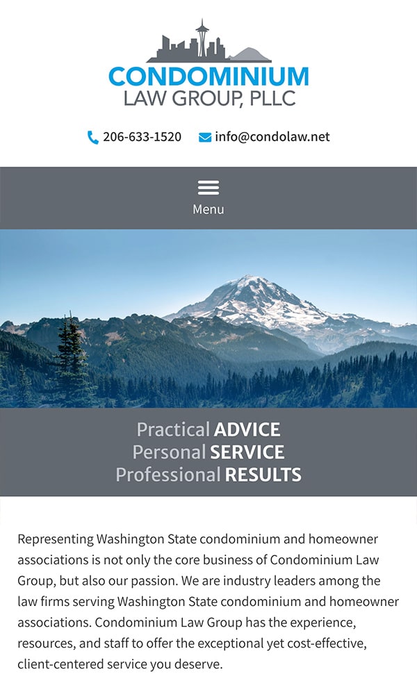 Mobile Friendly Law Firm Webiste for Condominium Law Group, PLLC